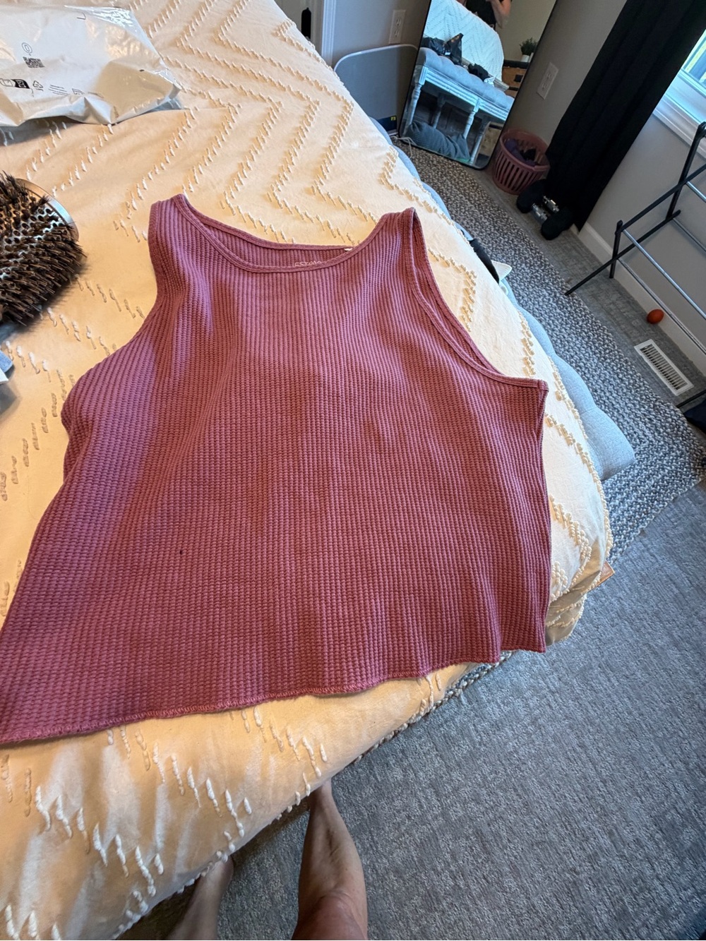 Ribbed Scoop Neck Tank Top - Dusty Rose